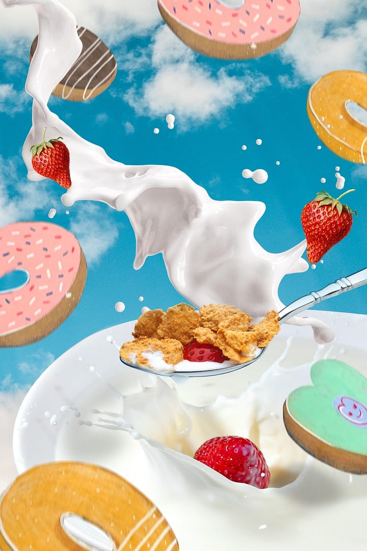 milk, donuts, cereal